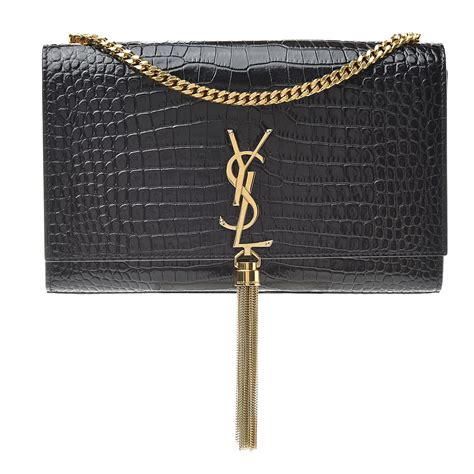 ysl croc bag with tassel|SAINT LAURENT Calfskin Crocodile Embossed Medium Classic .